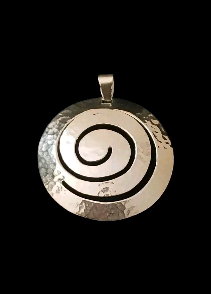 50mm Hammered Concave Solid Sterling Eternal Circ… - image 1