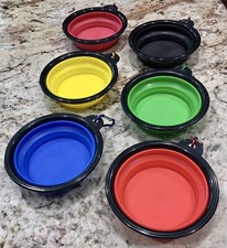   4 Travel Dog Bowls Portable Collapsible Foldable Pet Food  Water Bowls Dish