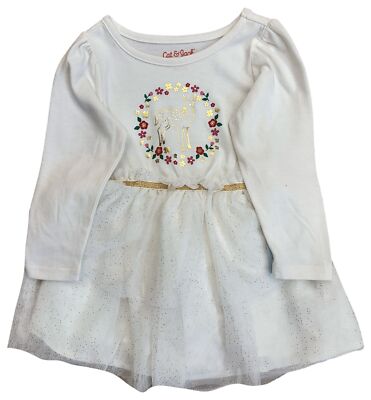 Infant & Toddler Girls White & Gold Deer Holiday Christmas Dress Tulle Skirt | eBay Infant & Toddler Girls White & Gold Deer Holiday Christmas Dress Tulle Skirt | eBay