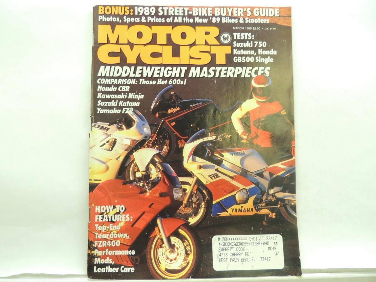 March 1989 Vintage Motorcyclist Magazine Suzuki Katana Honda