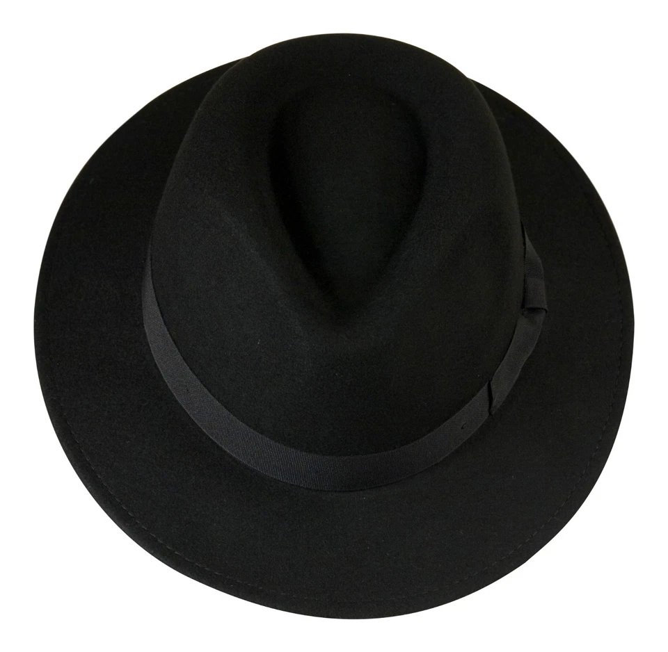 Gamble & Gunn Chapeau Fedora En Laine Feutre Noir Style Vintage Classique - Photo 3/3