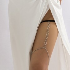 Women's Fashion Jewelry Multilayer Black Silver Leg Thigh Chain Garter 381