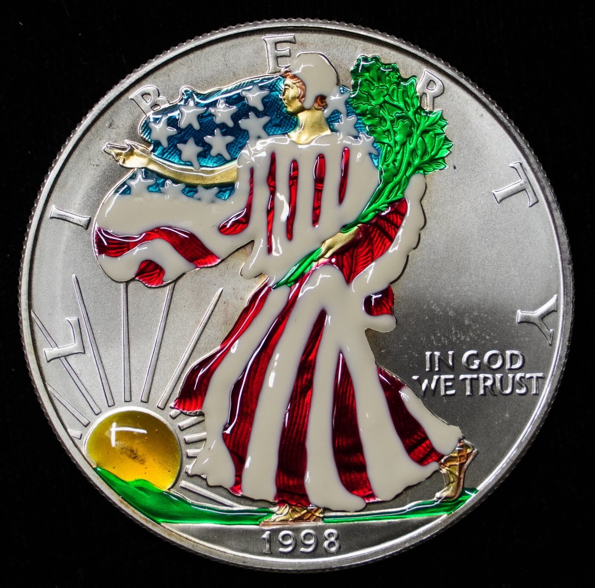 アクセサリー SILVER EAGLE
ASTATIC 1998 Silver Eagle Walking Liberty enamel 1oz 999 FINE SILVER US