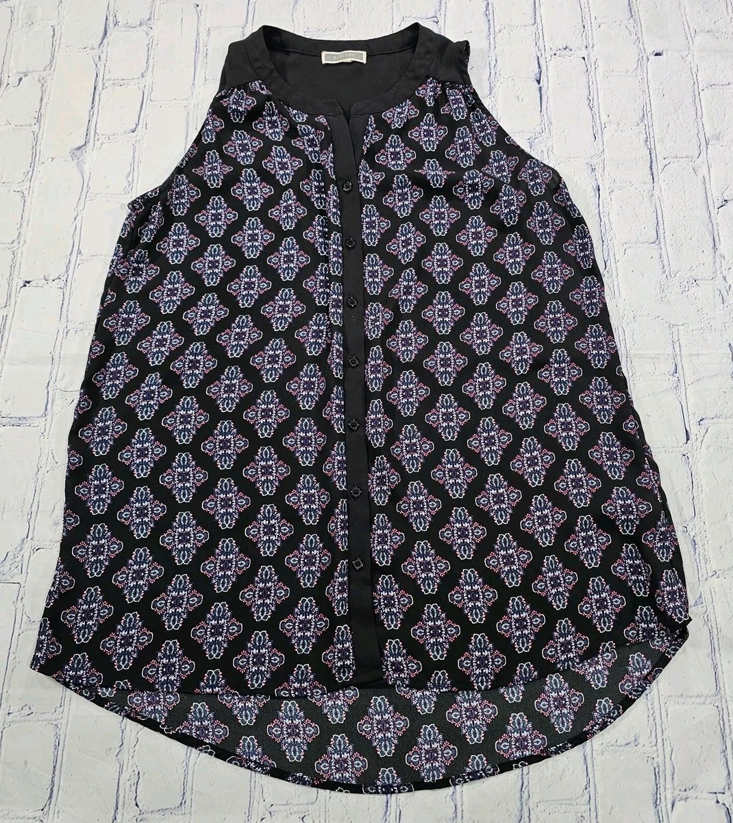 Pleione Anthropologie WOMENS SIZE S Top Blouse Black Purple
