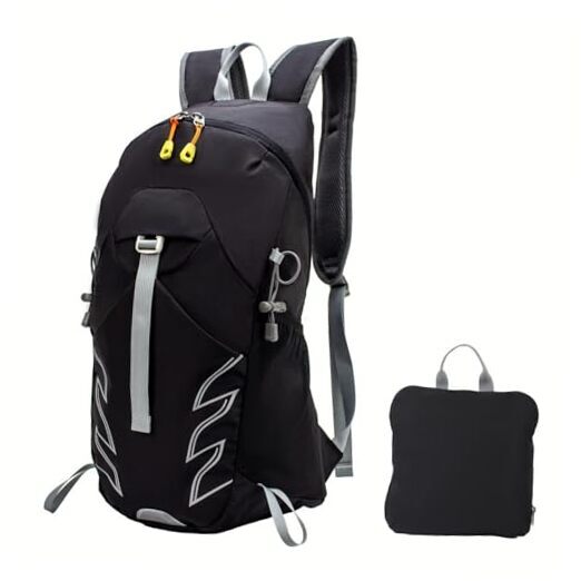 25L Lightweight Foldable Hiking Backpack for Cycling & Day Trips Black  