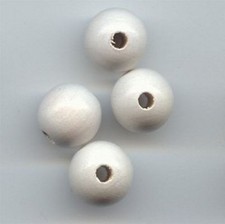 36 VINTAGE WHITE WOOD 12mm. ROUND SMOOTH LARGE HOLE BEADS 2939