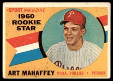 1960 Topps #138 Art Mahaffey RC Oakland Athletics Low Grade SET BREAK!