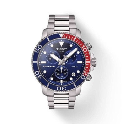 Tissot Seastar 1000 Quartz Chronograph Watch Stainless Steel Bracelet/Blue Dial