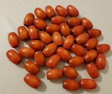 Lot 40 Orange Wood Oval Oblong Macrame Plant Hanger Craft Beads 1-1/4" 32mm