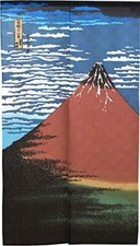 Noren Kobo JAPANESE Noren Curtain Hokusai Red Fuji 85 x 150cm 2000 From Japan