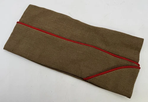 WW2 era US Military Overseas Garrison Side Cap Field Artillery Corps Red Piping