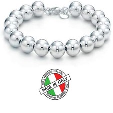 Italian Bead Ball Chain Bracelet Handmade 8M 925 Sterling Silver 9.0 inch New