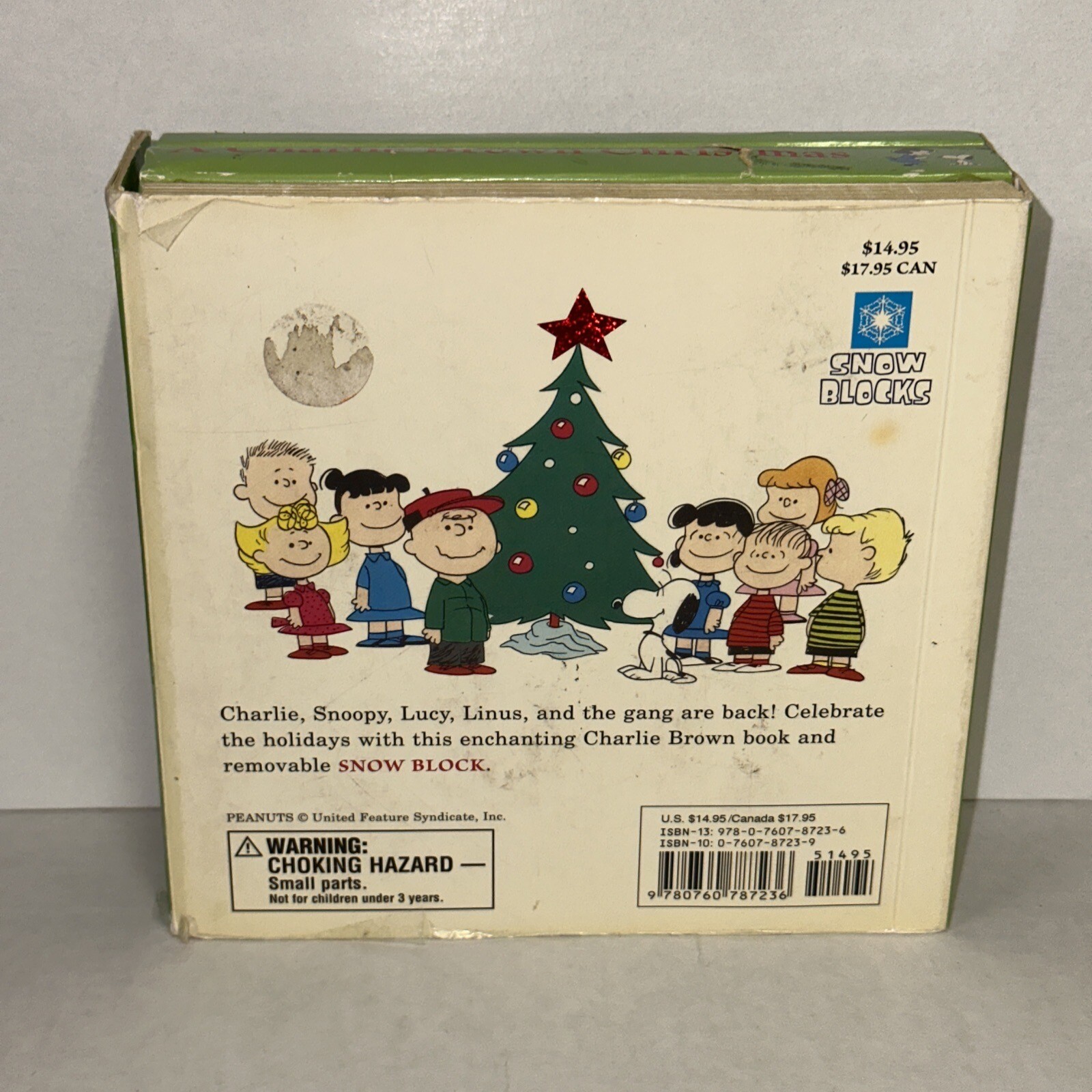 SNOOPY / PEANUTS CHARLIE BROWN CHRISTMAS BOOK & SNOW BLOCK CHARLES