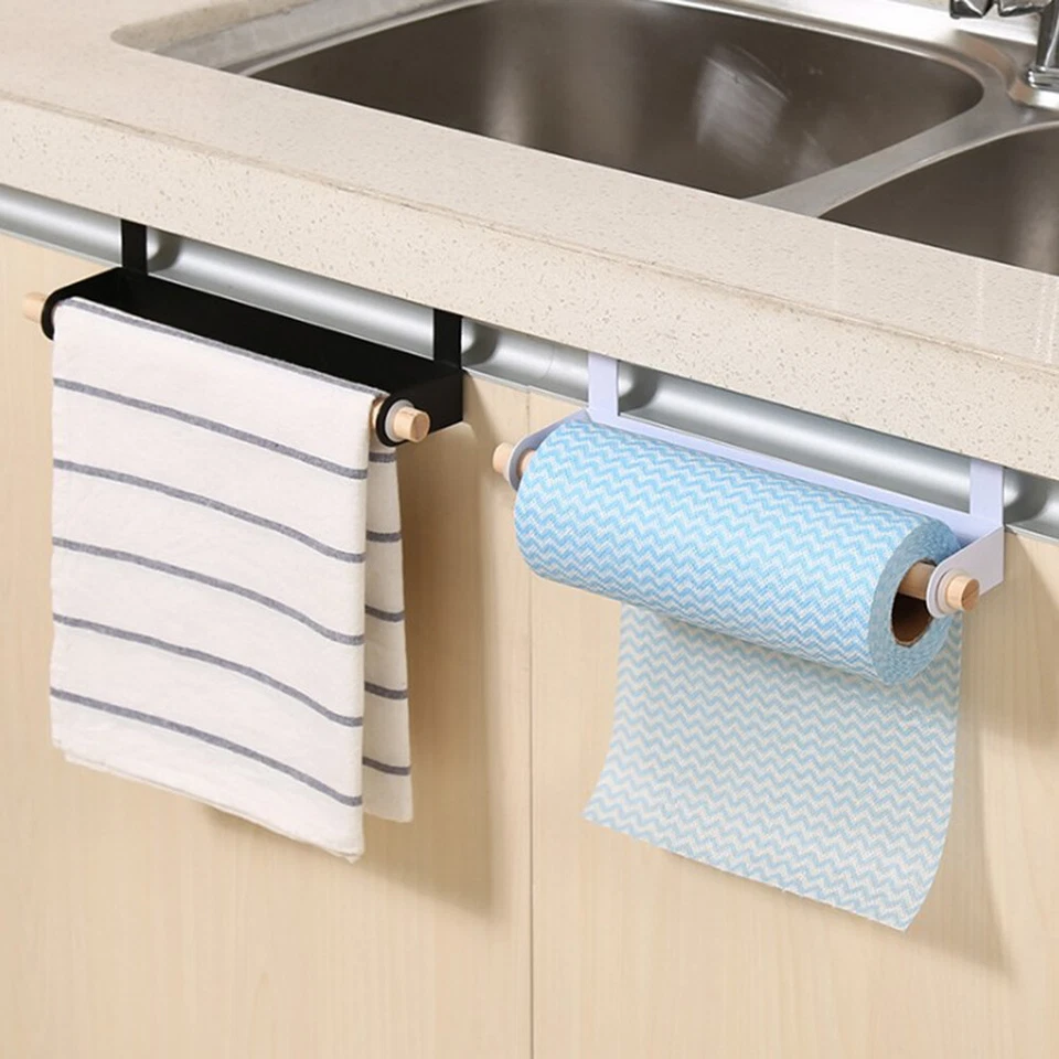 Kitchen Roll Toilet Paper Towel Holder Rack Under Cabinet Storage Hanger Shelf - Image 4 of 4