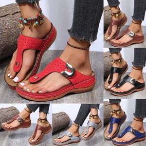 Womens Orthopedic Sandals Casual Flat Flip Flops Ladies Low Wedge Shoes  Size UK | eBay