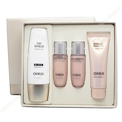 O HUI/OHUI-DAY SHIELD perfect sun black SPF50+ 50ml+Toner+Emulsion+Cleanser Set