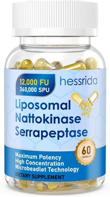 4x bottles - 120 day supply -Hessrida nattokinase and serrapeptase supplements