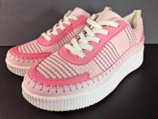Nicole Miller New York Brita Women's Sneaker Platform Pink Woven Size 10 Rare 
