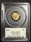 2013 US  Gold Eagle 1/10 oz $5 PCGS MS70