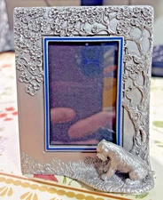 Rawcliffe Pewter Schnauzer Small Picture Frame Photo Vintage 3.25x4.25 In