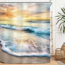 Coastal Sea Beach Shower Curtain Set 60"W x 71"L Pack of 1 Landscape Coastal