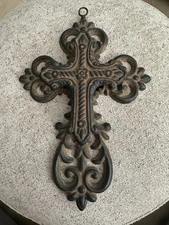 Cast Iron Double Cross Victorian Style Religious Cross Primative Rustic Heavy