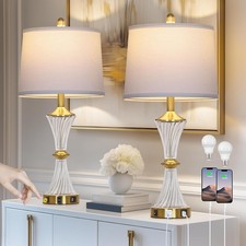 Crystal Table Lamp Set of 2 Rinweey w USB AC Outlet Gold
