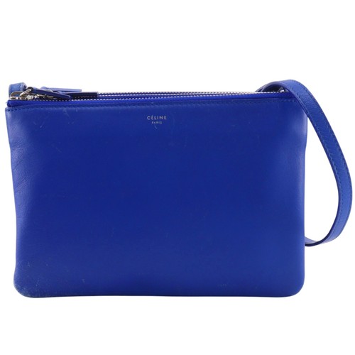 CELINE Trio Small Shoulder Bag Blue lambskin Women