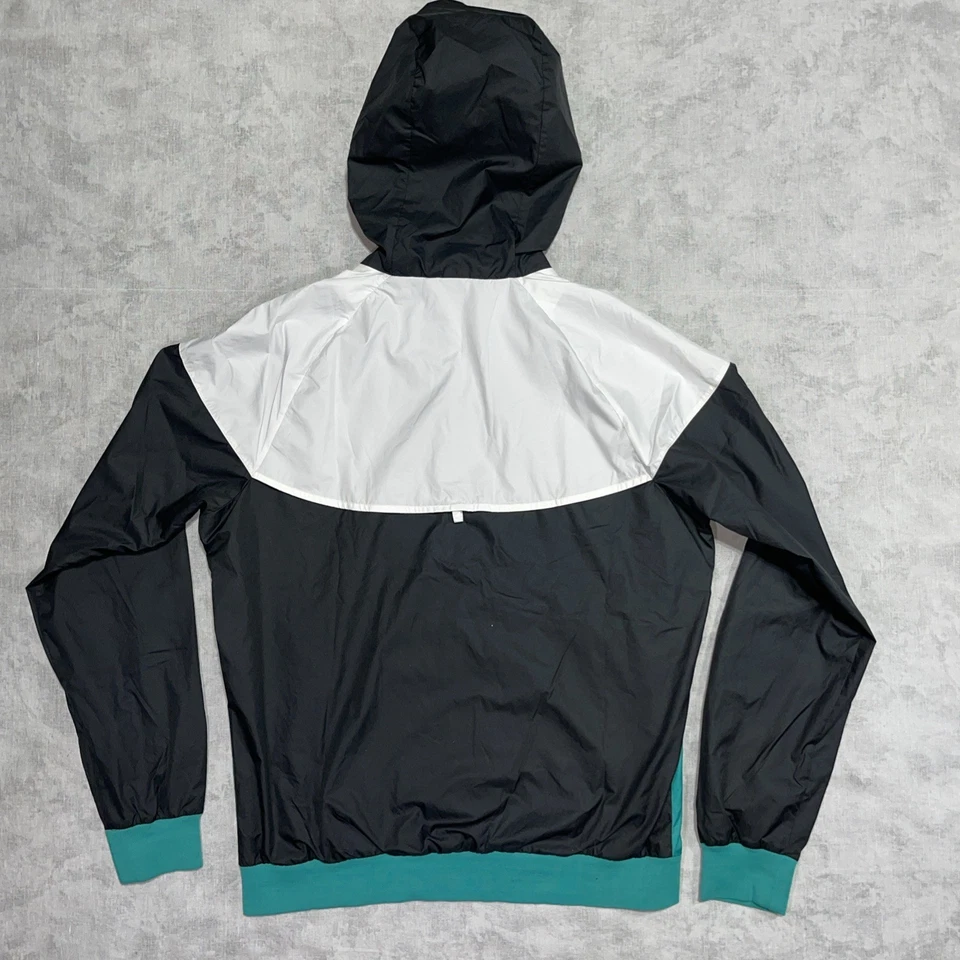 Jaqueta Nike Windrunner masculina M azul-petróleo preta com zíper completo com capuz colorblock corta-vento - Imagem 2 de 4
