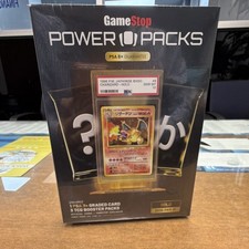 GameStop Power Packs Gold 2026-PKM-01 Box w/ 1 PSA 8+ Card, 3 RANDOM Booster pks