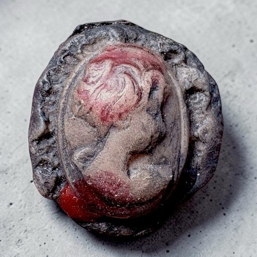 Medieval Style Cameo Brooch Gothic Occult Talisman Clay Artifact OOAK Decor