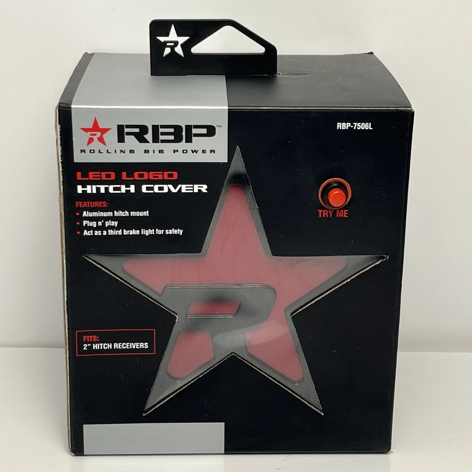 Cubierta de enganche con logotipo LED Rolling Big Power Red Star para receptores de 2" RBP-7506L - Nueva Foto 3 de 4