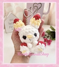 MADE 2 ORDER: SCORBUNNY w Heart Keychain Pokemon Plush Amigurumi Crochet Bunny