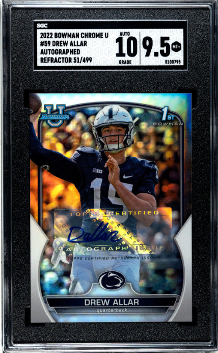 2022 Bowman University Chrome #59 Drew Allar Auto. Ref. SGC 9.5