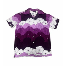 Vintage Hawaii Custom Made Floral Hawaiian Shirt Purple White Psychedelic Aloha