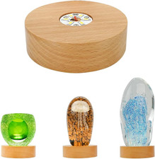 Battery-Powered LED Light Stand for 3D Crystal Art - Warm Wood 4" Display