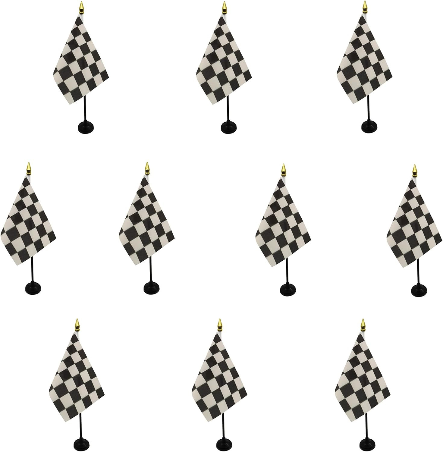 Set 10 Mini Bandiere a Scacchi da Tavolo 15x10cm - Decorazione Racing