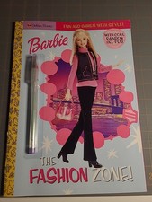 2001 Golden Books Barbie Coloring Book With Pink Pages With Gel Pen