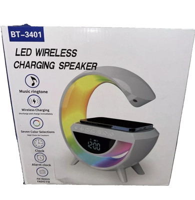 LED Alarm Clock Bluetooth Speaker with Wireless Charger - Dynamic Light,...