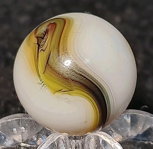 Akro Agate Hybrid Eggyolk Oxblood Corkscrew Marble. .5/8" Mint. Htf Example - Picture 6 of 17