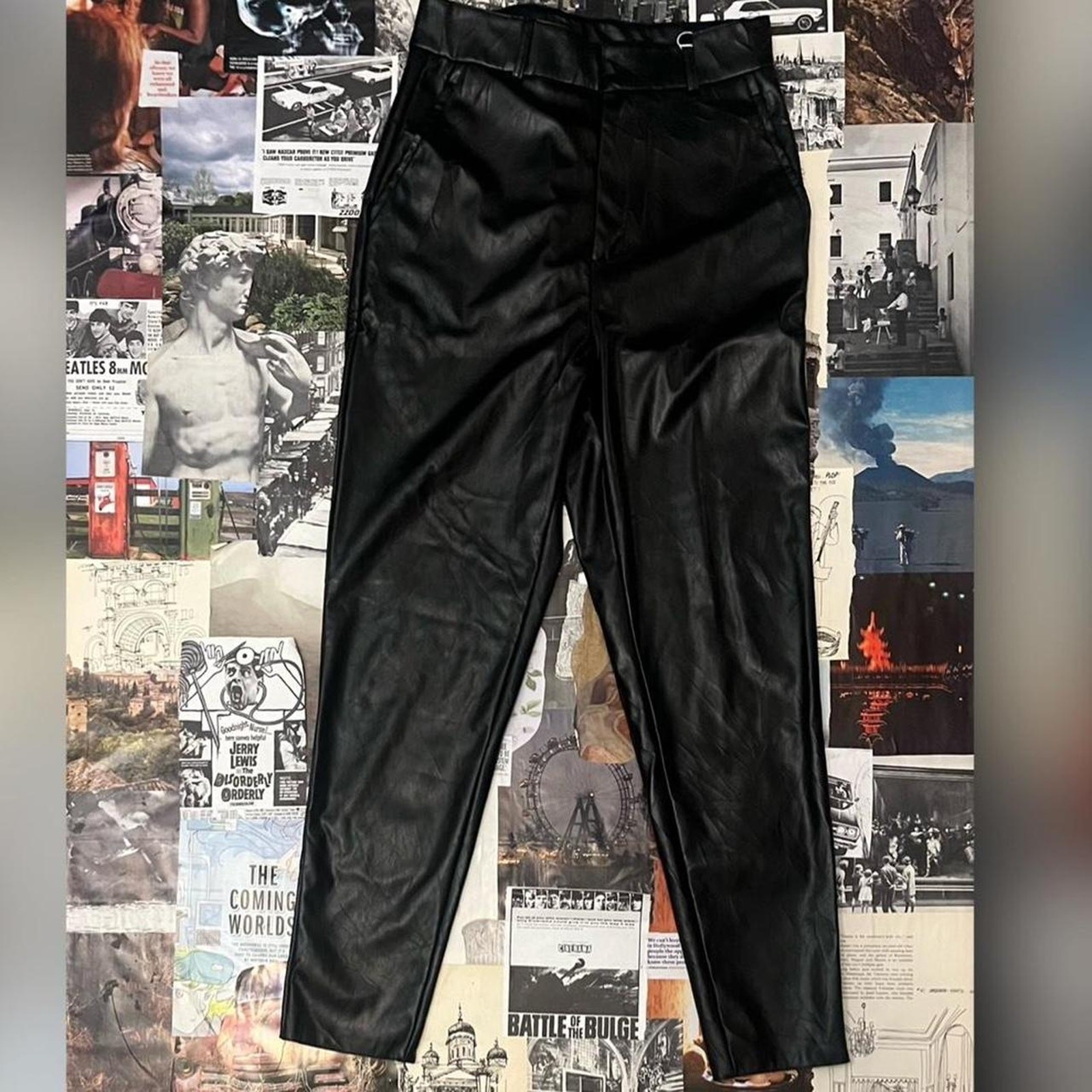 Black faux leather pants skinny