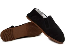 Easy USA Mens Canvas Slip-On Kung Fu/Tai Chi Shoes-Rubber Sole-Black Size 44