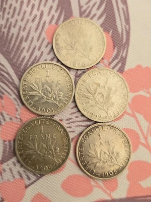 Lot 1 Franc Semeuse Argent 1898, 1901, 1902, 1904 Et 1905 Pas Courantes - Photo 1/3
