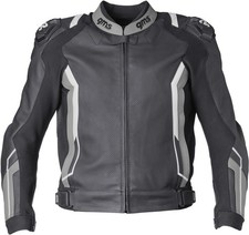 GMS GR-1  Motorrad Leder Jacke  Airbag ready Größe 48 Schwarz/Weiss/Grau