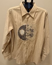 Camisa Franky Max Para Hombre XL Botón Frontal Cresta Western Informal Manga Larga Usada en Excelente Condición