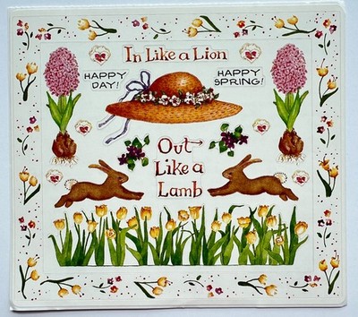  Vintage 90s SPRING STICKERS flowers Easter tulip SUSAN BRANCH bunny rabbit hat