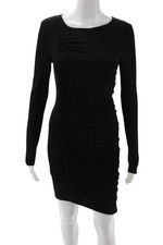Alice + Olivia Womens Bodycon Sheath Midi Dress Black Long Sleeve Size S