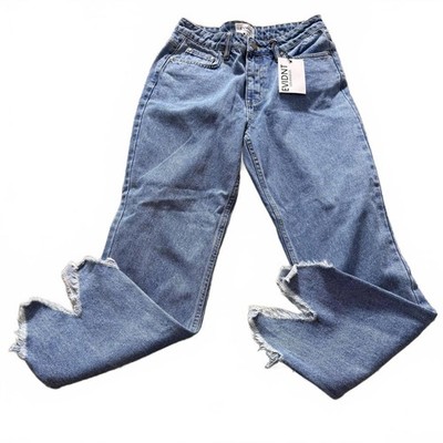 EVIDNT Essen relaxed high-rise cropped denim Jeans zig-zag raw hem SZ 27 NWT