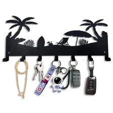 Wall Mounted Key Rack Metal Hook Organizer with 7 Hooks Decoration for Front
