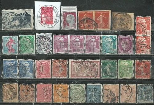 FRANCE SMALL COLLECTION OF 33 VERY OLD STAMPS WITH POSTMARKS (ΔΟΜ 025)